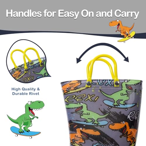 Toddler Kids Rain Boots Boys Girls Light Up Waterproof Boot with Handles3