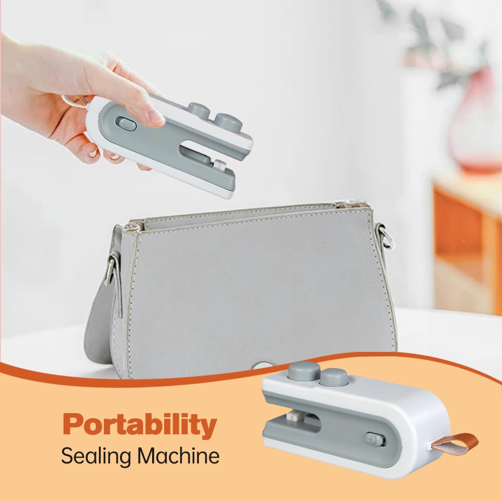 Mini sellador de bolsas con imán, herramienta de sellado térmico recargable por USB, 2 en 1, selladora de bolsas de chips portátil al vacío, máquina selladora de alimentos para bolsas de plástico