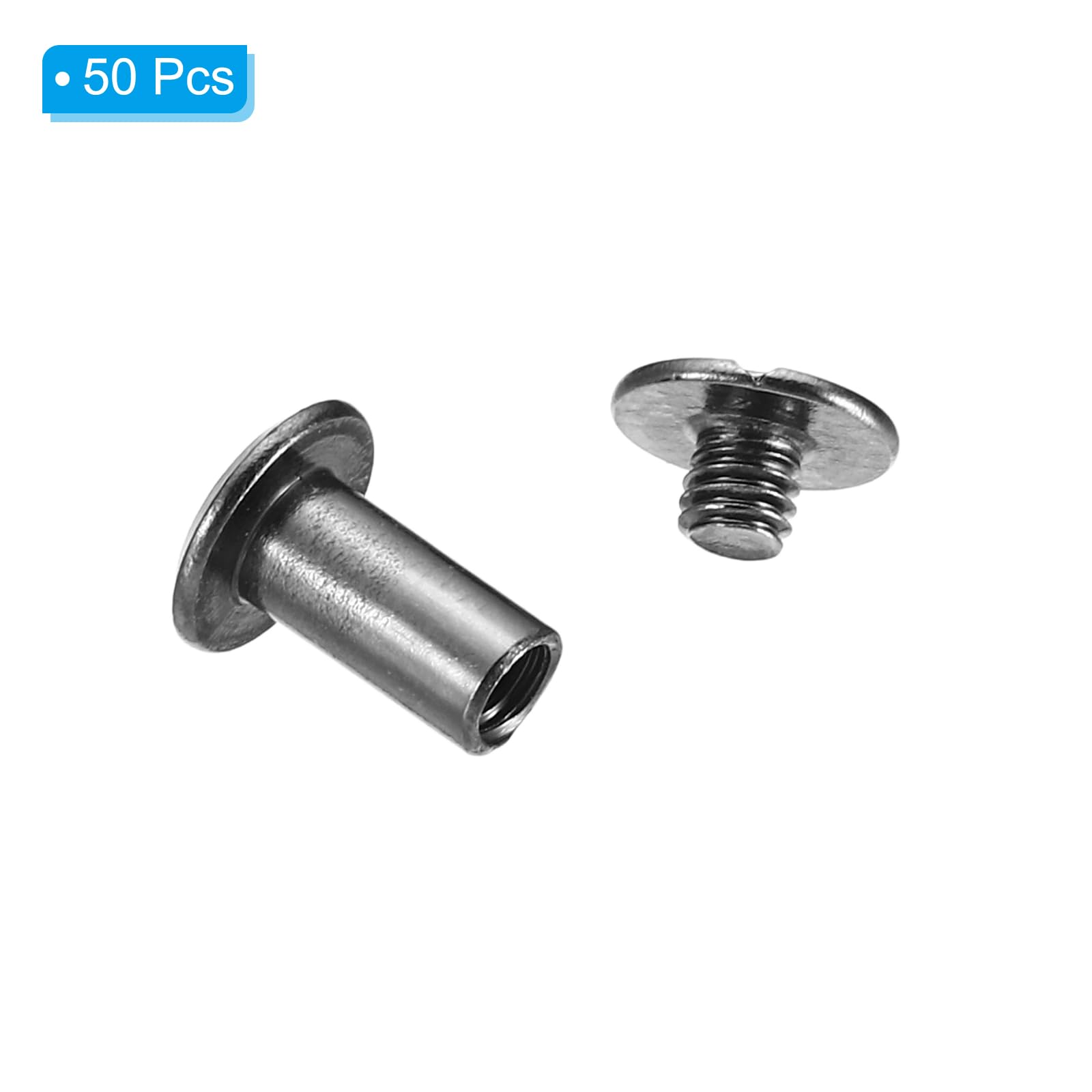 PATIKIL 50 Sets Chicago Screws, M5x10mm Chicago Screws Phillips Binding Post Screw Bolts Leather Rivets Fasteners Connectors Steel for Leather Belt Scrapbook Photo Albums, Black - Image 3