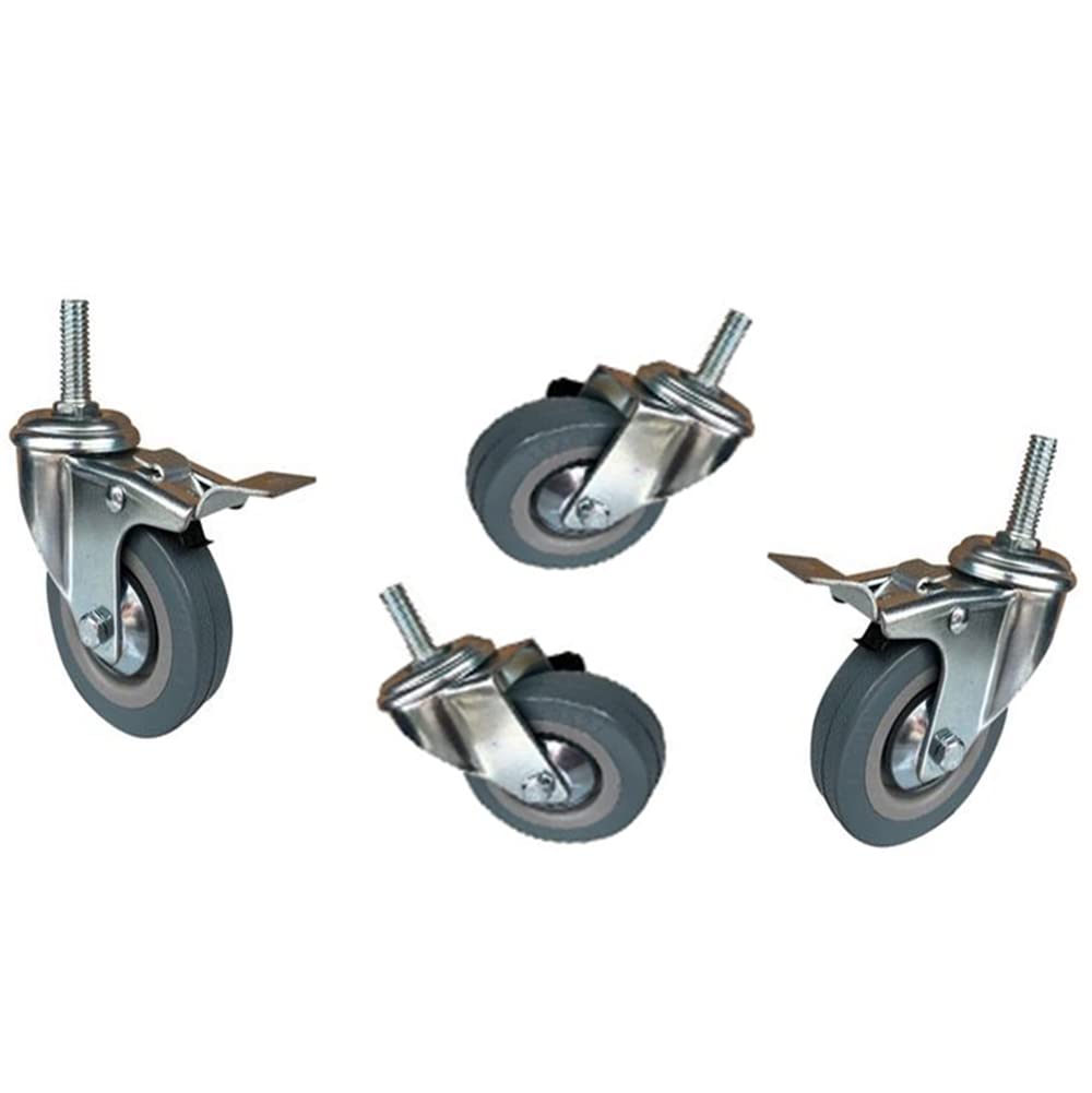 GYEQXKT Heavy-Duty Wheels M10/M12 Swivel Casters with Brakes Industrial Transport Cart Wheels (2 with Brake 2 without Brake 75mm M12)