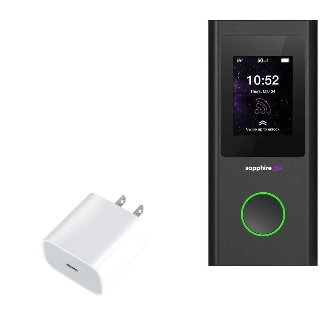 BoxWave Charger Compatible with TravelWifi Sapphire 5G - PD GAN miniCube (30W), 30W Tiny PD GAN Type-C Wall Charger - Winter White