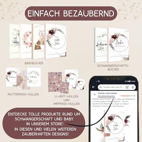 HIMMEL.HERZ.PAPIER® Mein erstes Jahr Babyalbum - Erinnerungsbuch Baby Tagebuch - Din A4 - Geschenk für Mädchen & Jungen zur Geburt… – Ansicht 6