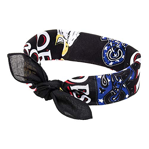 Blue Banana Bandana con Águila Americana Estampada -Negro