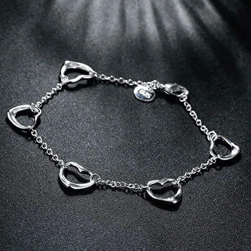 Bracelet chaîne cœur argent 925 femme fini les bijoux qui noircissent