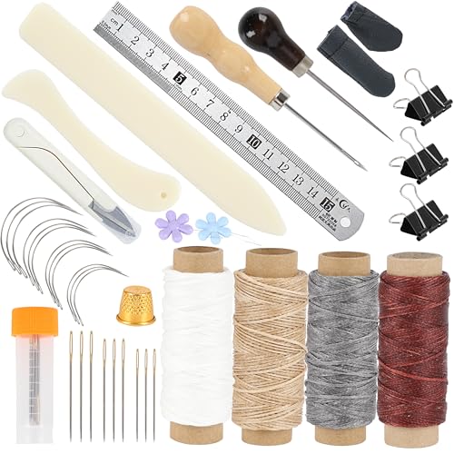 39 Pcs Bookbinding Tools Kit with Bone Folder,...