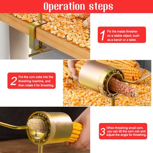 Image of 1Pcs Manual Hand Crank Corn Thresher Sheller | Efficient Cob Stripper Tool | Comfortable Wood Handle | Cast Iron Build | Portable | for Dry Corn | for Farm & Home Use