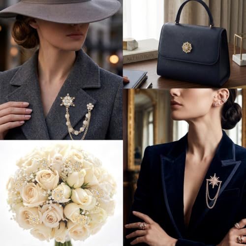 Image of 26 Pieces Wedding Bouquet Bulk Brooches for Women Fashion, Large Rhinestone Flower Brooch Pins for Crafts