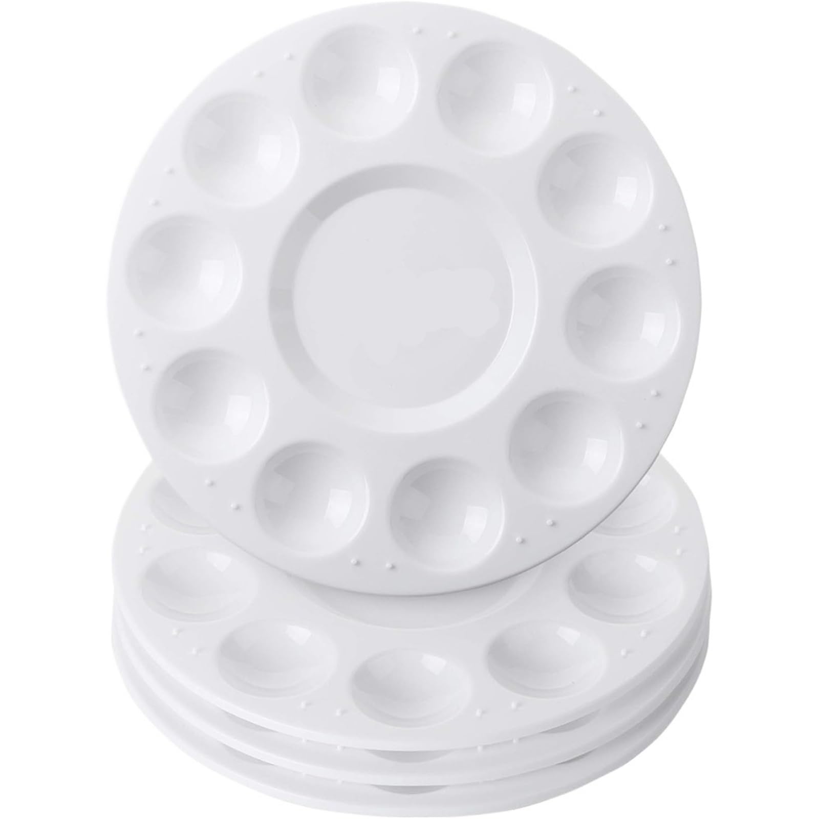 Tavolozza di plastica Tavolozze di vernice da 2/4/8, tavolozze rotonde in plastica for bambini o studenti for dipingere su progetti scolastici lezioni d'arte Per mescolare i colori(White 4pcs)