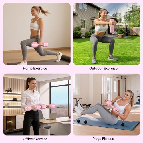 Image of JOROTO 5-in-1 Adjustable Dumbbell Set, 8LB /11LB Pair Adjustable Weights for Women at Home, 1s-Adjust Dual Locking Stable Hand Weights with TPE Soft Handle, Home Gym, Rehab, Pilates, Yoga, Strength Training