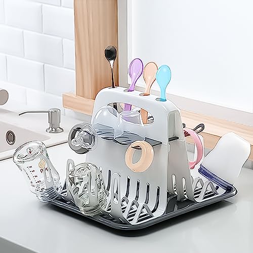 Image of MOVEBO Baby Milk Bottles Drying Rack Portable Cleaning Dryer Storage Holder Multi-Layer Detachable with Drain Tray Drying Rack for Kids