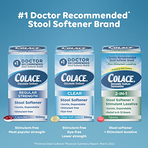Colace Regular Strength Stool Softener, 100 Mg Capsules, 250 Count, Docusate Sodium Stool Softener For Gentle, Dependable Relief #TOP4
