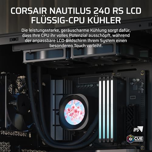 CORSAIR NAUTILUS 240 RS LCD Flüssig-CPU-Kühler – 2,1-Zoll-IPS LCD-Bildschirm, 240mm AIO, Einfache Daisy-Chain-Verbindungen… – Ansicht 2