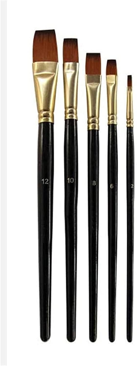 Juego de Pinceles de Pintura for Artistas, 5 uds., Pelo de Nailon, Madera, Mango Negro, Pincel for óleo acrílico for Acuarela, Suministros de Arte for Pintura (Color : C)