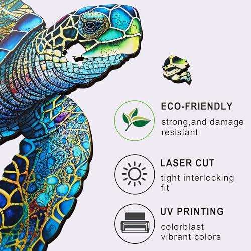 Mys Aurora MAXK Wooden Puzzles, Sea Turtle Jigsaw Puzzles 200 Pieces, Unique Shaped Wooden Puzzle For Adults And Kids thumb #6