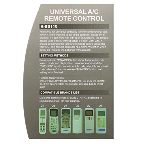 Image of LipiWorld K-BS110 Universal AC Remote (Different Body Please Check Second Image) Compatible with Bluestar AC Remote