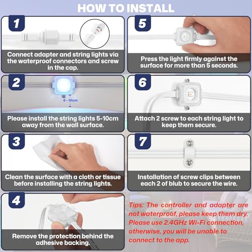 LANDRHYTHM Permanent Outdoor Lights, 100ft Smart Eave Lights with 72 LED Lights, IP67 Waterproof, App Control, Outdoor String Lights, DIY RGB+IC Outdoors Light for House Christmas Decorations, White - Image 8