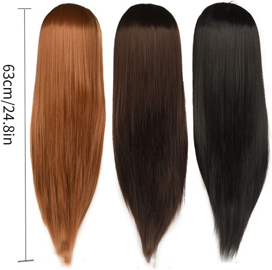 Styling Head 24.80inch Hair Simulation Synthetic Fiber Mannequin Head with Hair Training for Makeup Hairdressing Jewelry Display Dark Brown