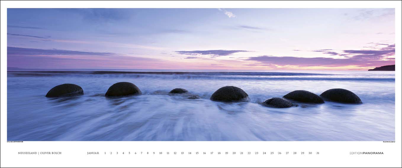 Neuseeland: Immerwährender Panorama-Kalender in 1,15 Meter Breite.: Immerwährender Kalender