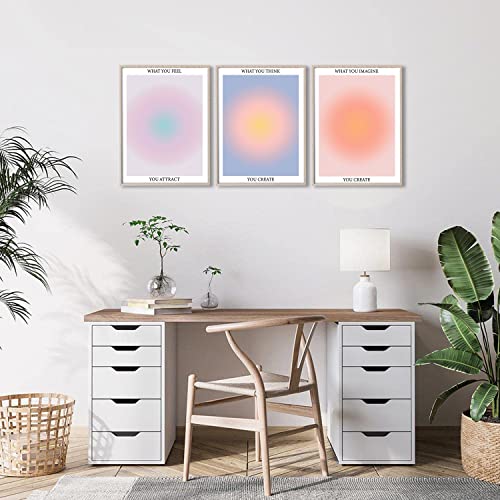 Image of NCYEL 3 Colorful Abstract Posters Room Aesthetic Reiki Gradient Spiritual Affirmation Canvas Wall Art Positive Energy Inspirational Wall Art Bathroom Living Room Apartment Office Girls Room 16x24inx3 Unframed