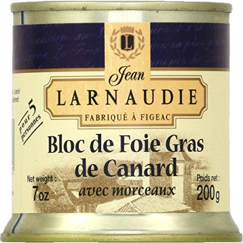 Jean Larnaudie - Bloc de foie gras de canard, avec morceaux - La boîte de 200g - (pour la quantité plus que 1 nous vous remboursons le port supplémentaire)