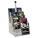 Clear-Ad Acrylic Brochure Organizer - 4 Tier Pamphlet Holder with Removable Dividers - Desktop or Wall Mount Rack Card Holders - Flyer or Pamphlet Display Stand LHF-S84 (Pack of 1)