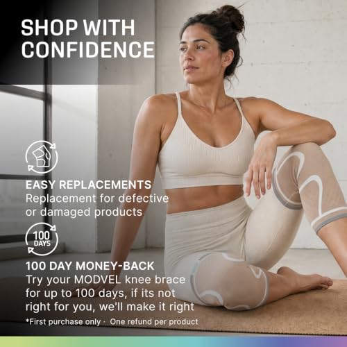 Image of Modvel 2 Pack Knee Brace for Women - Knee Support for Walking, Knee Compression Sleeves for Pain Relief, Knee Sleeves for Women, Knee Brace for Sports, Workouts & Arthritis