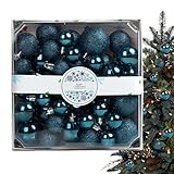 Juego de bolas de Navidad | Juego de bolas de Navidad con fotos con 44 colgantes brillantes | Árbol de Navidad inastillable para decoración de festivales | Ideal para mesas, jardines, chimeneas