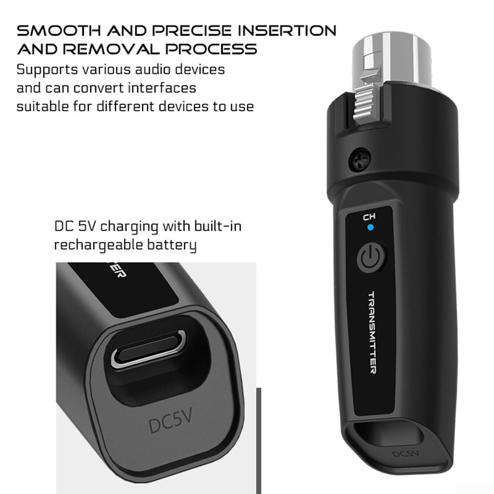 Transmisor y receptor de audio de micrófono inalámbrico, sistema de micrófono recargable, transmisor y receptor XLR inalámbrico (1 bandeja 2)