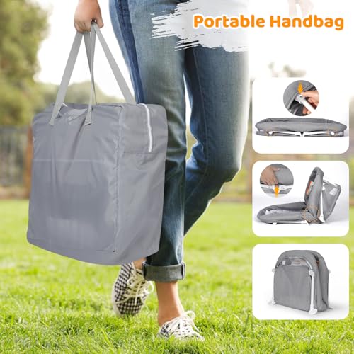 Growaystory Baby Reisebett,Geeignet für Babys von 0-5 Monaten,Portable Reisebettzelt,Klein Zusammenklappbar,Ausgestattet Moskitonetz und Spielzeug,Liegefläche 80 x 40 cm (Grau)