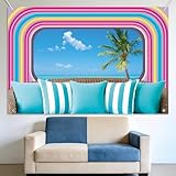 READIGO Tropical Island Villa Party Backdrop, Neon Beach Romance Love Theme Backdrop for Summer Birthday, Bachelorette Party Decorations