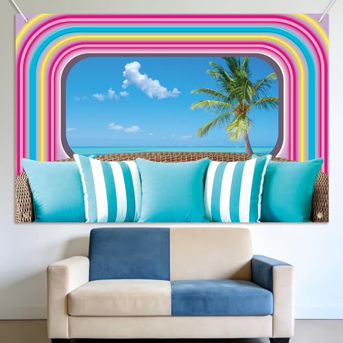 READIGO Tropical Island Villa Party Backdrop Neon Beach Romance Love Theme Backdrop for Summer Birthday Bachelorette Party Decorations