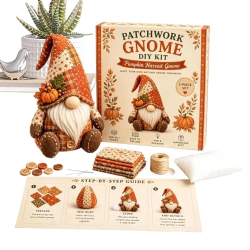 Kit de duende de trabajo de parche con tela precortada y agujas para crear gnomos 3D