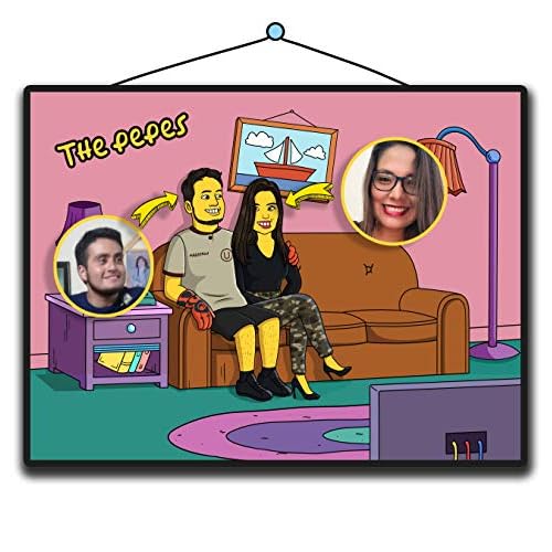 Naisian Ritratto Personalizzato Stile Simpsons. Disegno Corpo Intero. Carta o Digitale. Decorazione per Soggiorno, Camera da Letto o Ufficio
