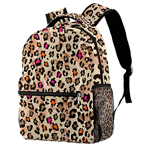 Sac à dos de voyage avec porte-bouteille enfants léopard marron