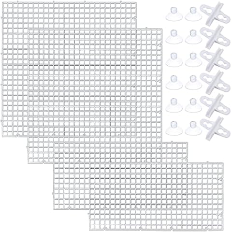 OBANGONG 4 Pcs Aquarium Grid Divider Tray Egg Crate Grid Louvre Aquarium Fish Tank Divider 12x12 inch Bottom Isolation Board for Mixed Breeding with 6 Pcs Sucker Clip,Hole Diameter 0.4inch Cover