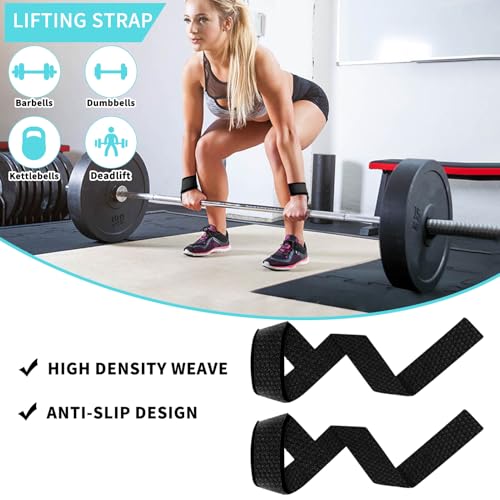 9 PCS Barbell Pad Set for Squat, Hip Thrusts Pad for Squats,Bench Press with Barbell Pad, 2 Gym Ankle Straps,3 Hip Resistance Bands,Lifting Strap,Workout Poster Gym Equipment Accessories(Black)