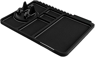 Sank Vyjoy Anti-Skid Car Dashboard Sticky Pad, Dash Anti Slip Mat with Phone Holder, Stop Items Sliding on your Dashboard, Holds Phones, Keys, Coins, Sunglasses (Black)