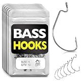 Bass Fishing Hooks Freshwater – Bass Hooks for Plastic Worms – Texas Rigs for Bass Fishing Gear – Wo