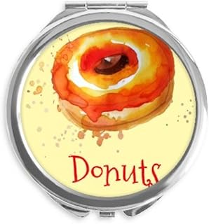 Watercolor Hand-painted Orange Doughnut Dessert Hand Compact Mirror Round Portable Pocket Glass
