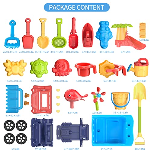 Temi Toddler Beach Toys, Kid Beach Car Toys, Beach Toy Car With Beach Bucket And Sea Animal Moulds For Playing With Sand Trucks Set And Water, Shovel, Set Gift For 3-10 Years Old #TOP6
