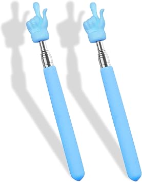 2 Pcs Telescopic Teacher Pointer Stick, Retractable Finger Pointer for Classroom Teaching, Extendable Pointer for Kindergarten and Elementary Teachers, Classroom Supplies Blue