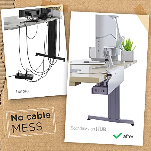 Under Desk Cable Management Tray - No Drill Cable Management for Glass Desk. Under Desk Cable Organizer for Wire Management. Perfect Standing Desk Cable Management Rack (White Wire Tray - Single 17'') - Thumbnail 3