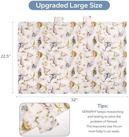SERAPHY Muslin Car Seat Cover Baby, Universal Carseat Covers Baby Girl Boy