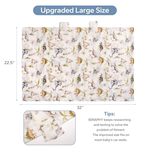 Image of SERAPHY Muslin Car Seat Cover Baby, Universal Carseat Covers Baby Girl Boy | 100% Muslin Cotton, Universal Fit, Breathable, Soft Infant Car Seat Canopy, For Boys and Girls, Sun & Wind Protection