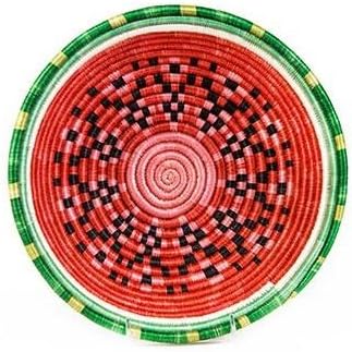 African Basket/Rwanda Woven Basket - Water Melon Basket 10" x 2.5"