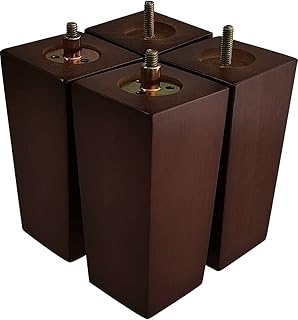 6 Inch Wooden Sofa Legs Set of 4, Brown Square Wood Furniture Feet Couch