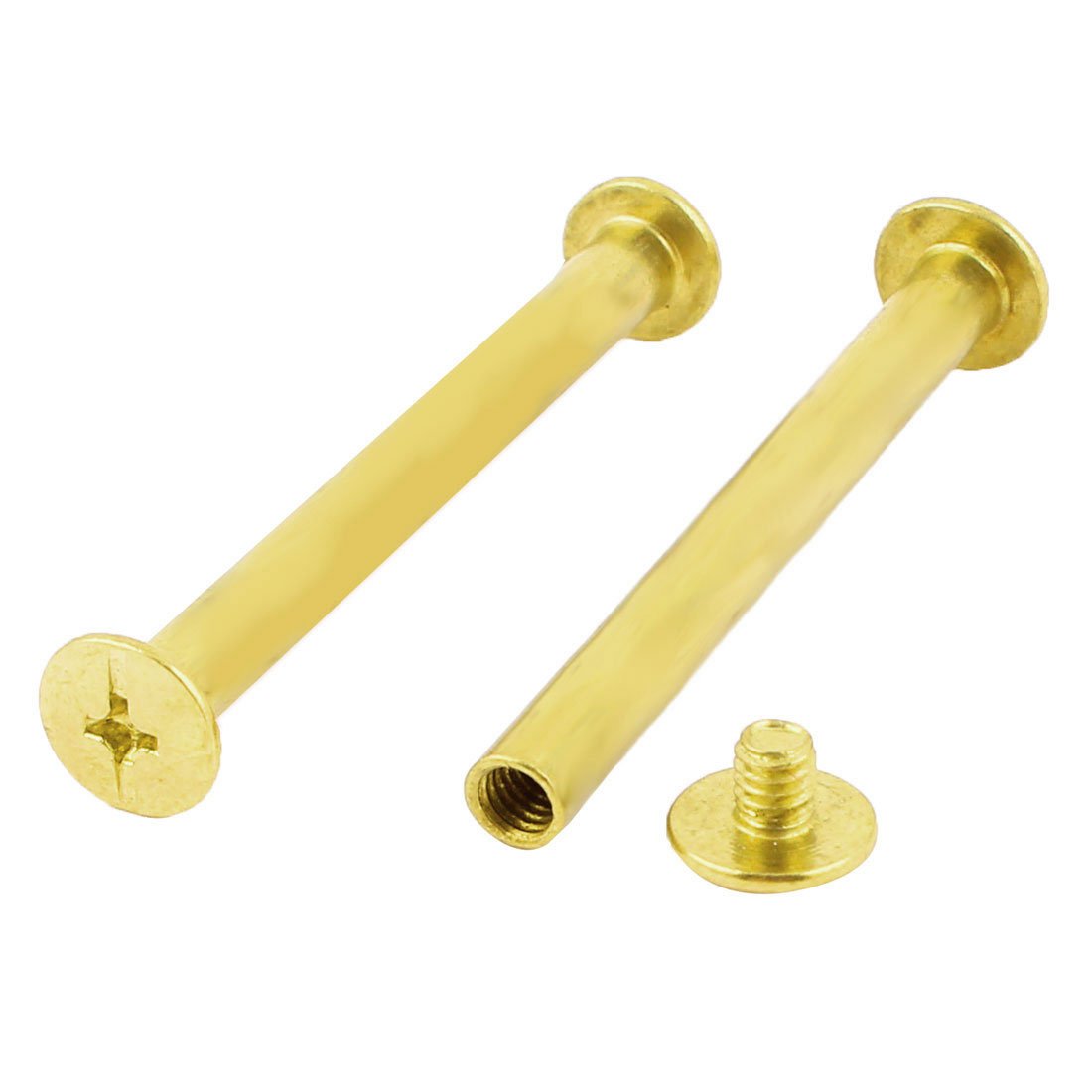 uxcell Screw Post Female 5x50mm Belt Buckle Binding Bolts Leather Fastener Brass Tone 10 Sets