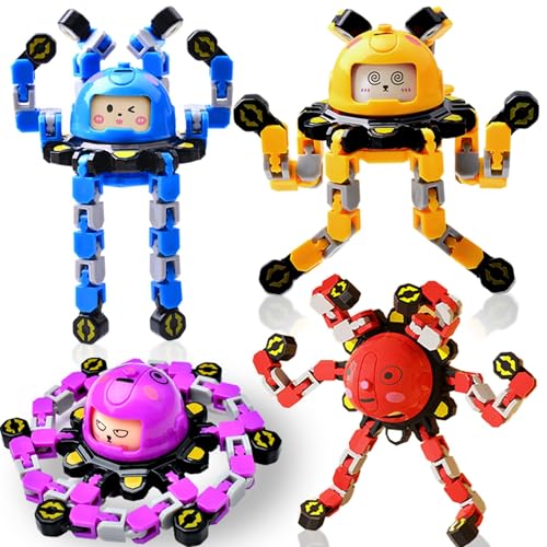 Felly 4 Pièces Fidget Juguetes para Spinner Transformable, Juguete Anti-Estrés para Adultos y Adolescentes, Juguete Sensorial Portátil, Giroscopio Robot para DIY Deformable, Regalos Originales