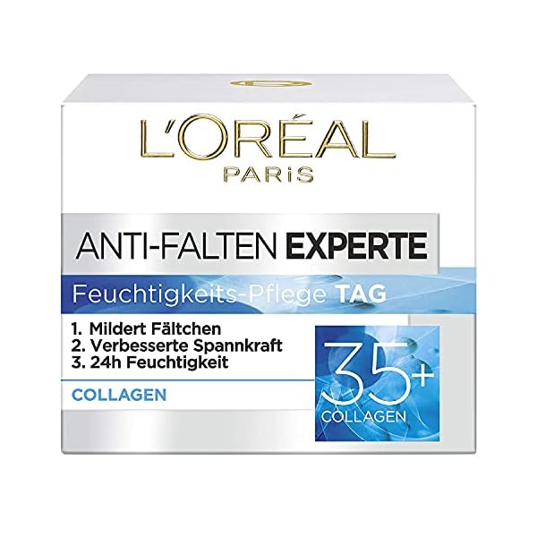 L'Oréal Paris Feuchtigkeitspflege für das Gesicht, Pflegende Anti-Aging Creme mit Kollagen Biosphären, Mildert Fältchen…