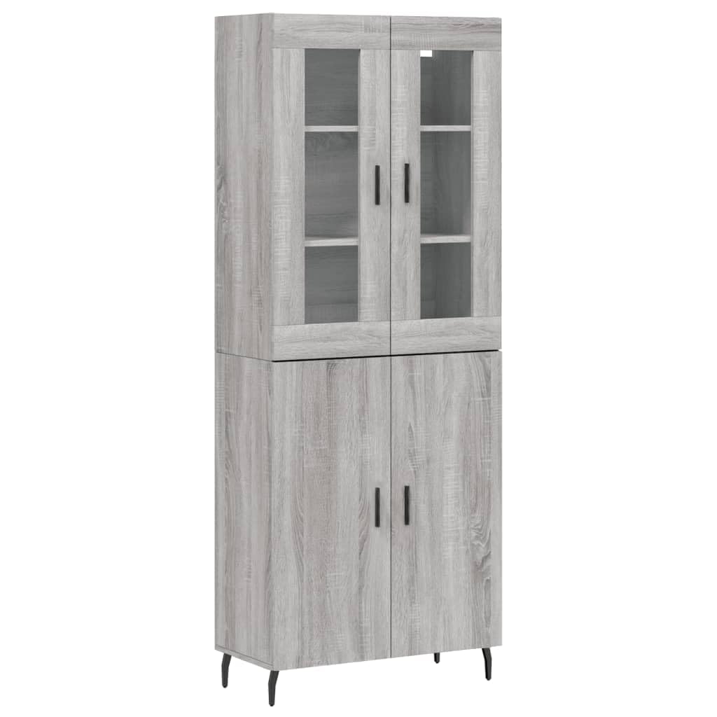 Meuble haut gris sonoma 69,5 x 34 x 180 cm en bois avec portes